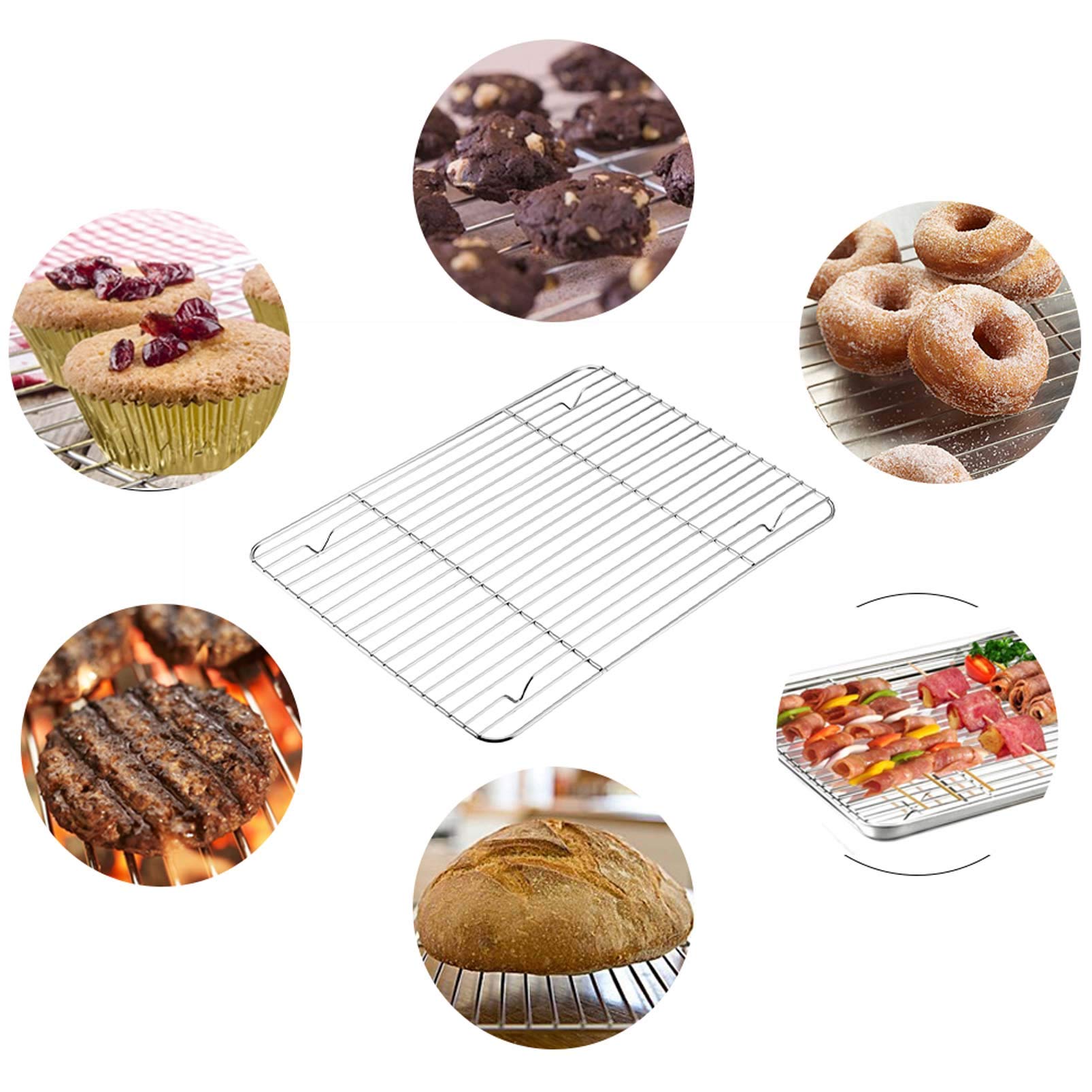 Teamfar Baking Pan With Rack Set Of 4, 12.5 X 9.5 Stainless Steel Toaster Oven Baking Pan With Cooling Rack, Healthy & Non Toxic